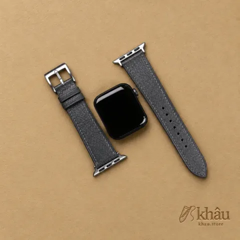 Dark Grey Alran Chevre Sully Leather Apple Watch Band — additional view