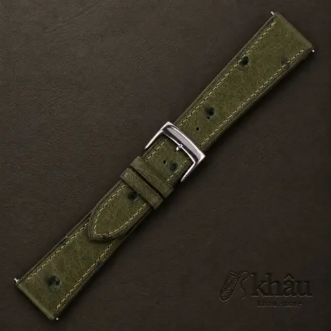 Green Ostrich leather Watch Strap — additional view