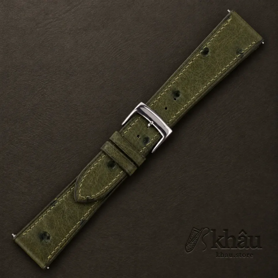 Green Ostrich leather Watch Strap — additional view