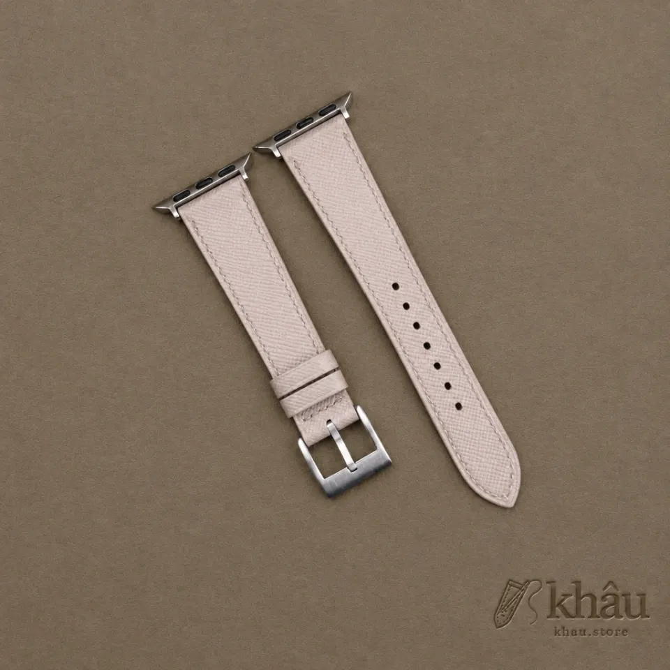 Cream Saffiano Leather Apple Watch Band — front view