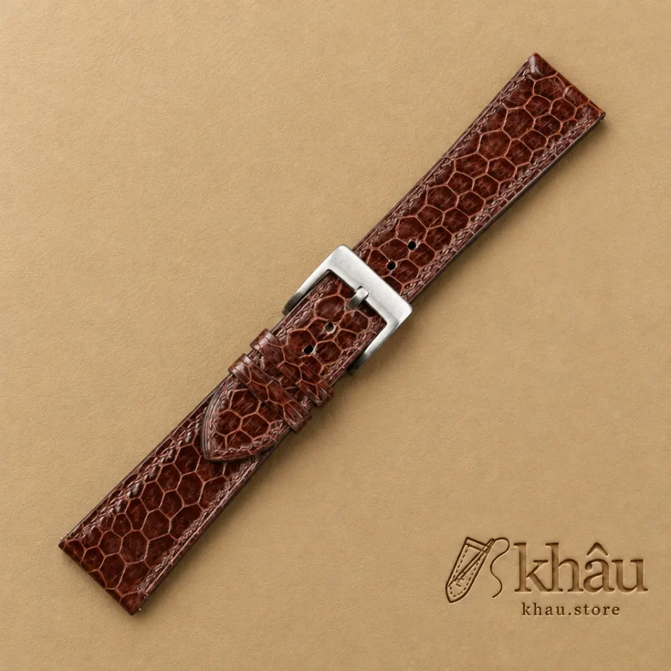 Dark Brown Snake Sea Leather Watch Strap — additional view