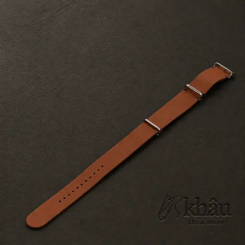 NATO Golden Togo Lining Jean Blue Alligator Round Scales Leather Watch Strap — front view