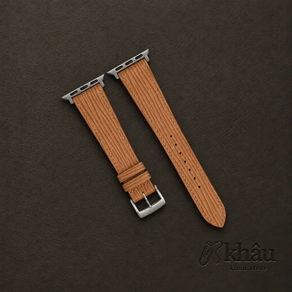 Golden Epi Leather Apple Watch Band — front view