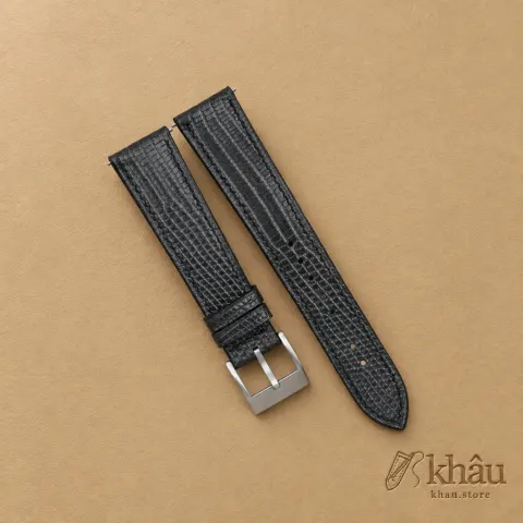 Zirconium Lizard Leather Watch Strap — front view