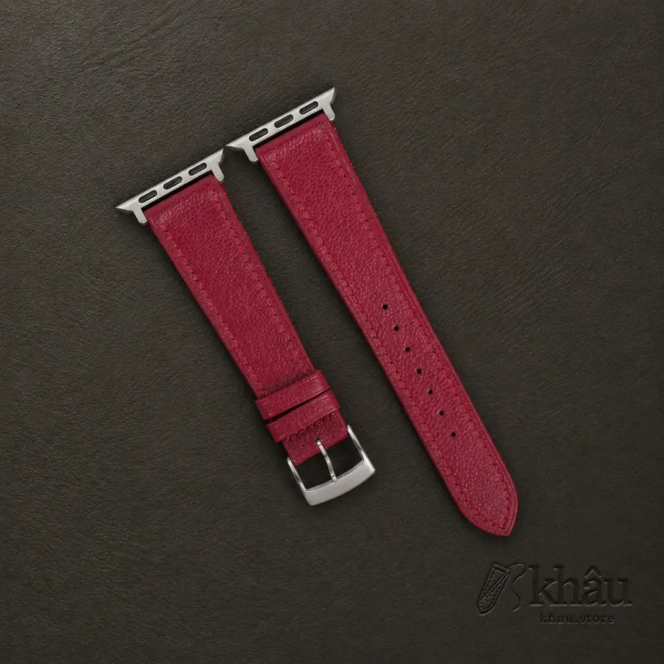 Red Alran Chevre Sully Leather Apple Watch Band — front view