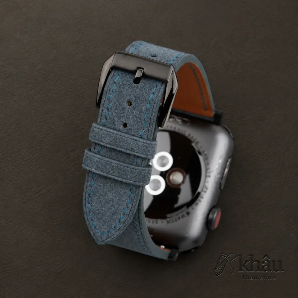 Jean Blue Suede Leather Apple Watch Band — additional view