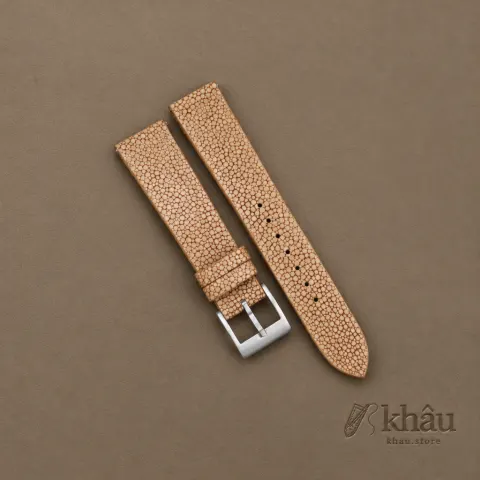 Vintage Dark Beige Stingray Leather Watch Strap — front view
