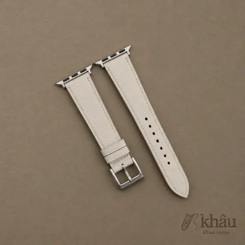 Snow Epsom Calf Leather Apple Watch Band — front view