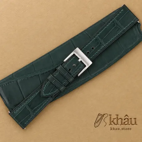 Dark Green Alligator Leather Watch Strap — additional view