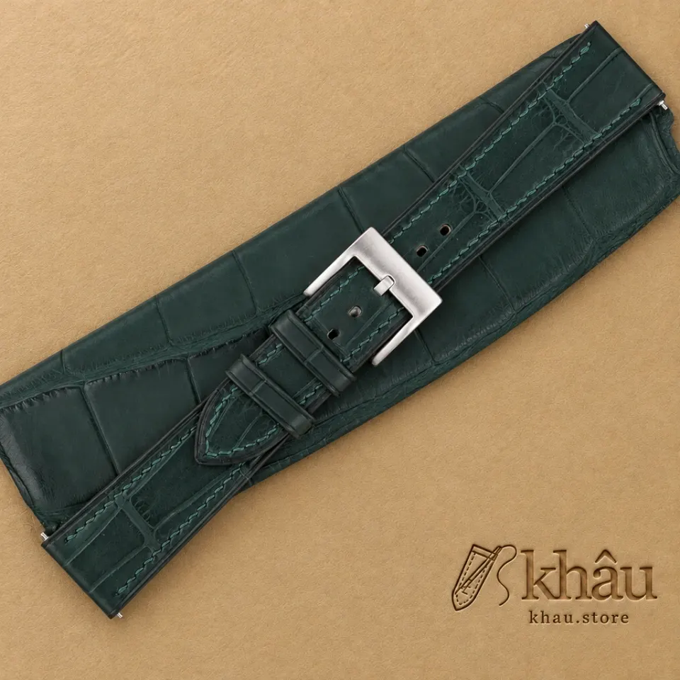 Dark Green Alligator Leather Watch Strap — additional view