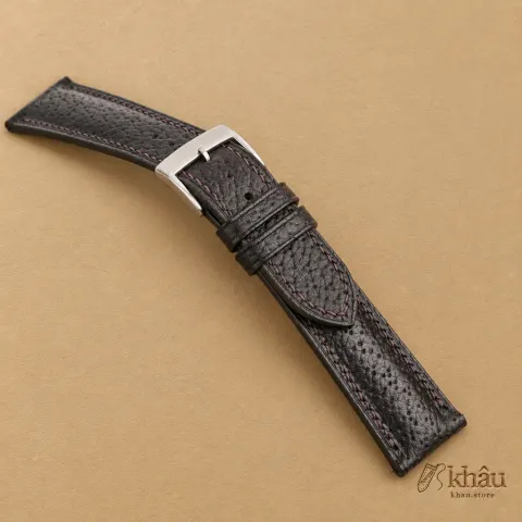 Padded Chocolate Peccary Leather Watch Strap — additional view