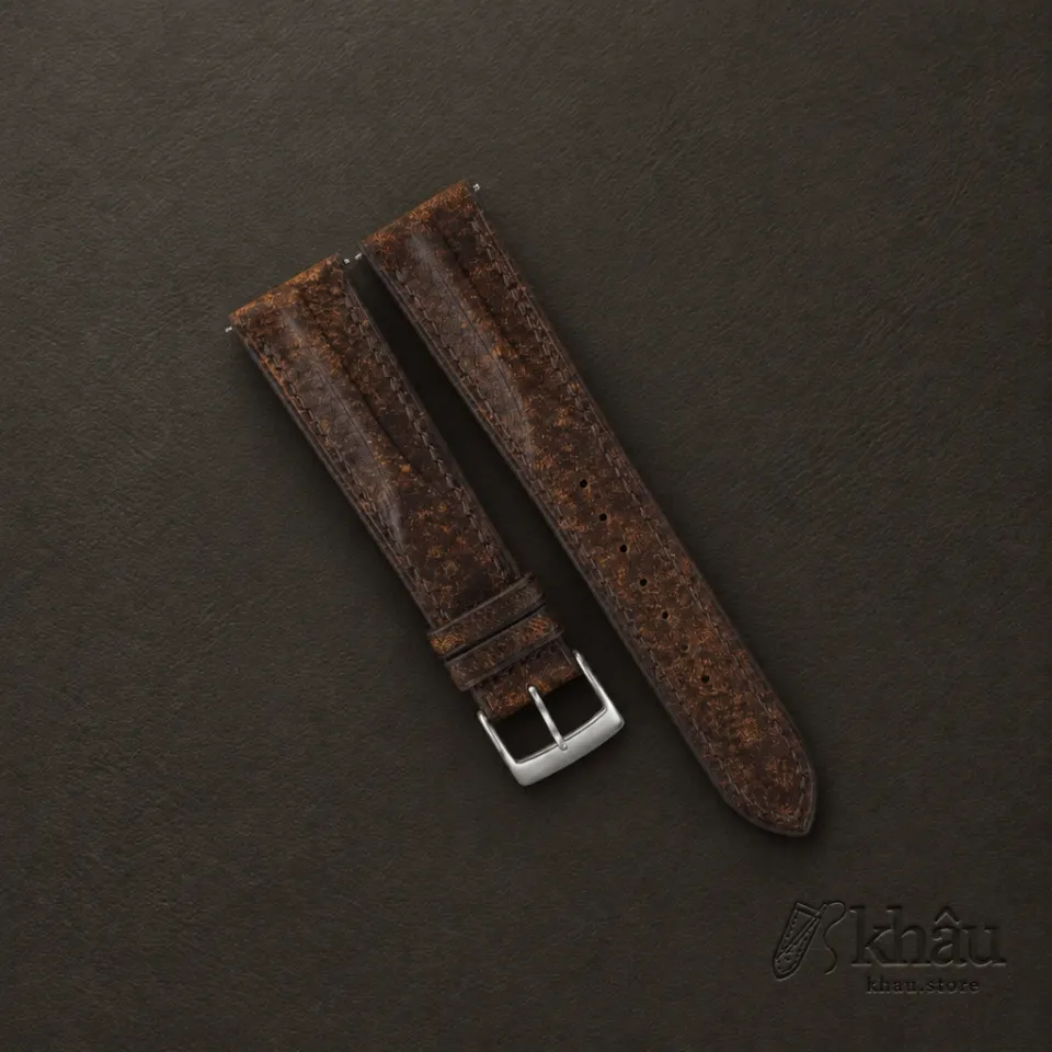 Single Padded Tawny Brown Habana Leather Watch Strap — front view