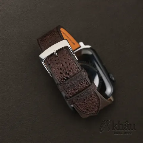 Brown Black Diamond Leather Apple Watch Band — additional view