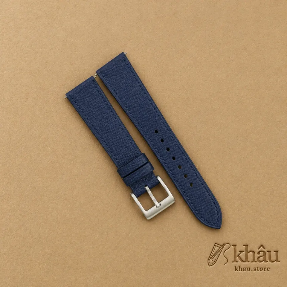 Navy Saffiano Leather Watch Strap — front view