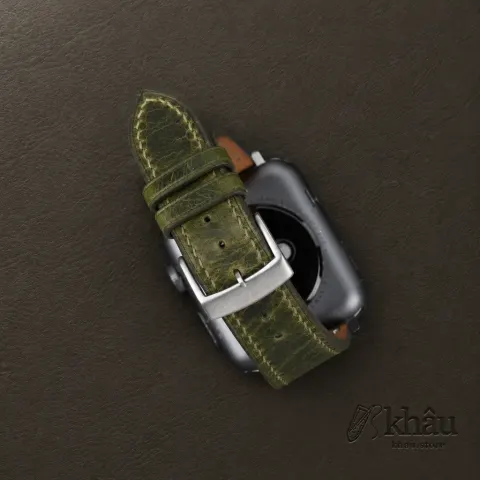 Olive Waxed Badalassi Carlo Leather Apple Watch Band — additional view