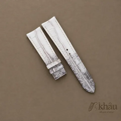Himalayan Alligator Leather Curved End Folded Edges Watch Strap — front view