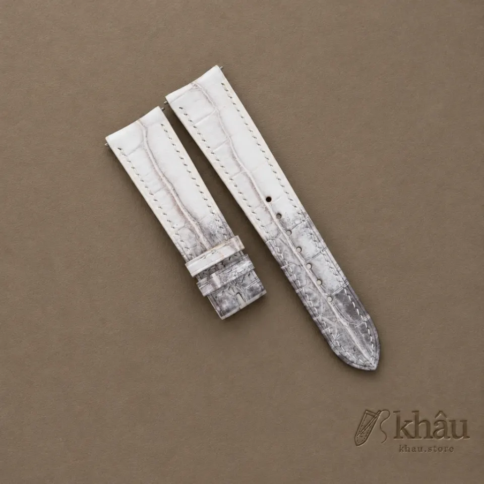 Himalayan Alligator Leather Curved End Folded Edges Watch Strap — front view