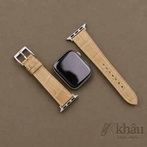 Beige Alligator Leather Apple Watch Band — additional view