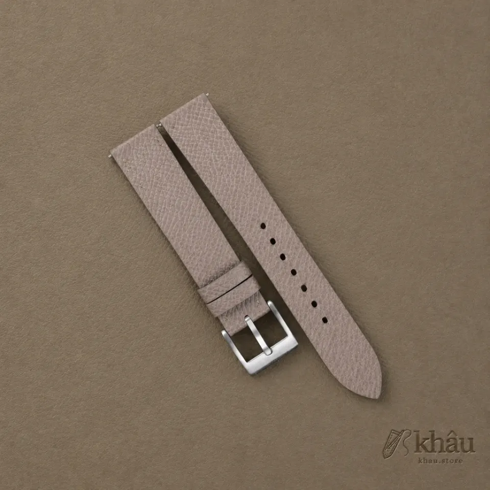 Vintage Light Grey Epsom Leather Slim Watch Strap — front view