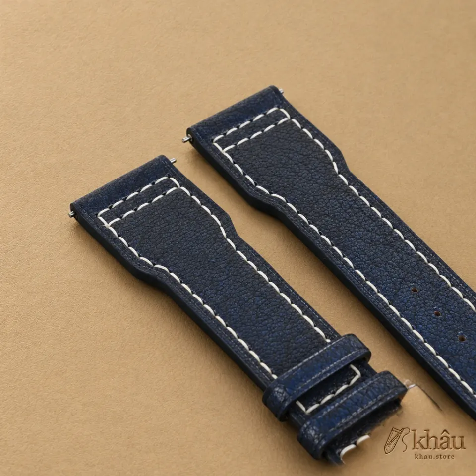 Pilot Navy Alran Fat Nat Chevre Goat Leather Watch Strap — additional view