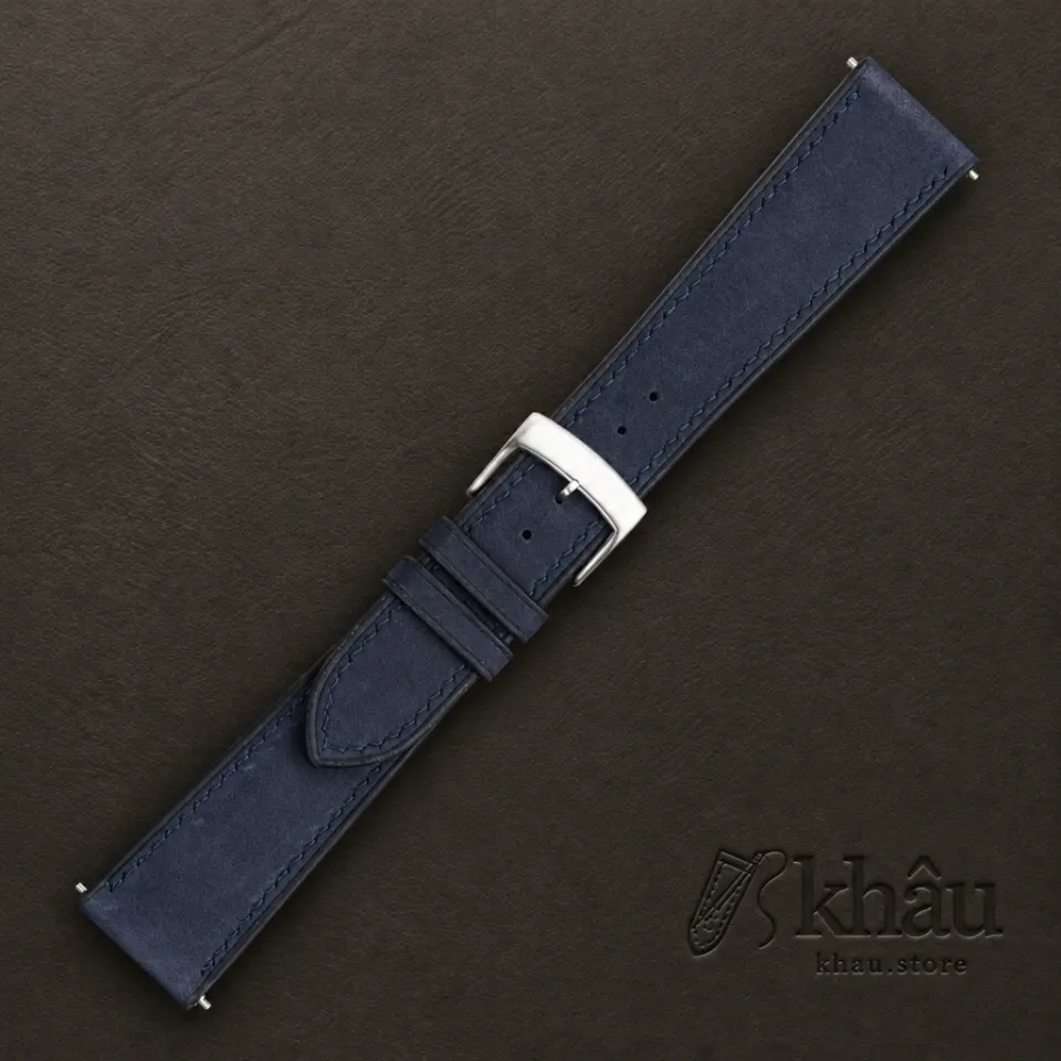 Blue Crazy Horse Leather Watch Strap — additional view
