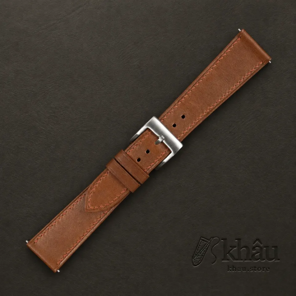 Brown Smooth Calf Leather Watch Strap — additional view