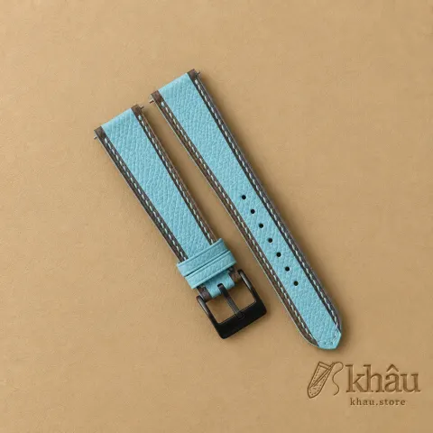 Tricolor Turquoise Leather Epsom Watch Strap — front view