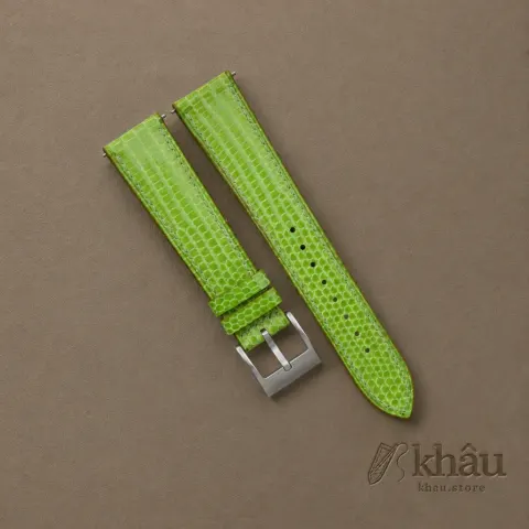 Light Green Lizard Leather Watch Strap — front view