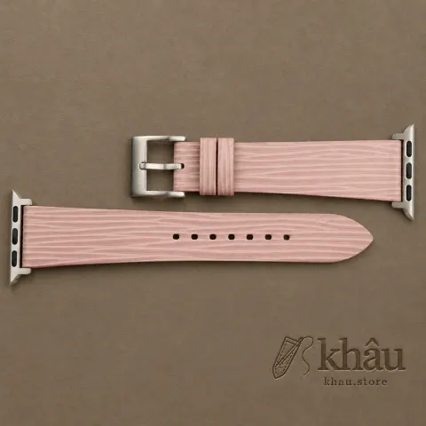 Light Pink Calfskin Apple watch band – Waves Texture — additional view