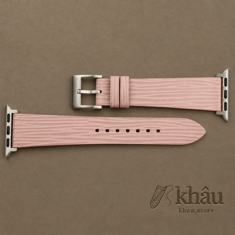 Light Pink Calfskin Apple watch band – Waves Texture — additional view