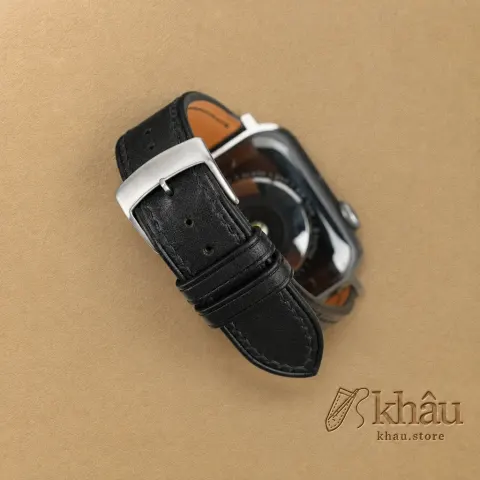 Black Smooth Calf Leather Apple Watch Band — additional view