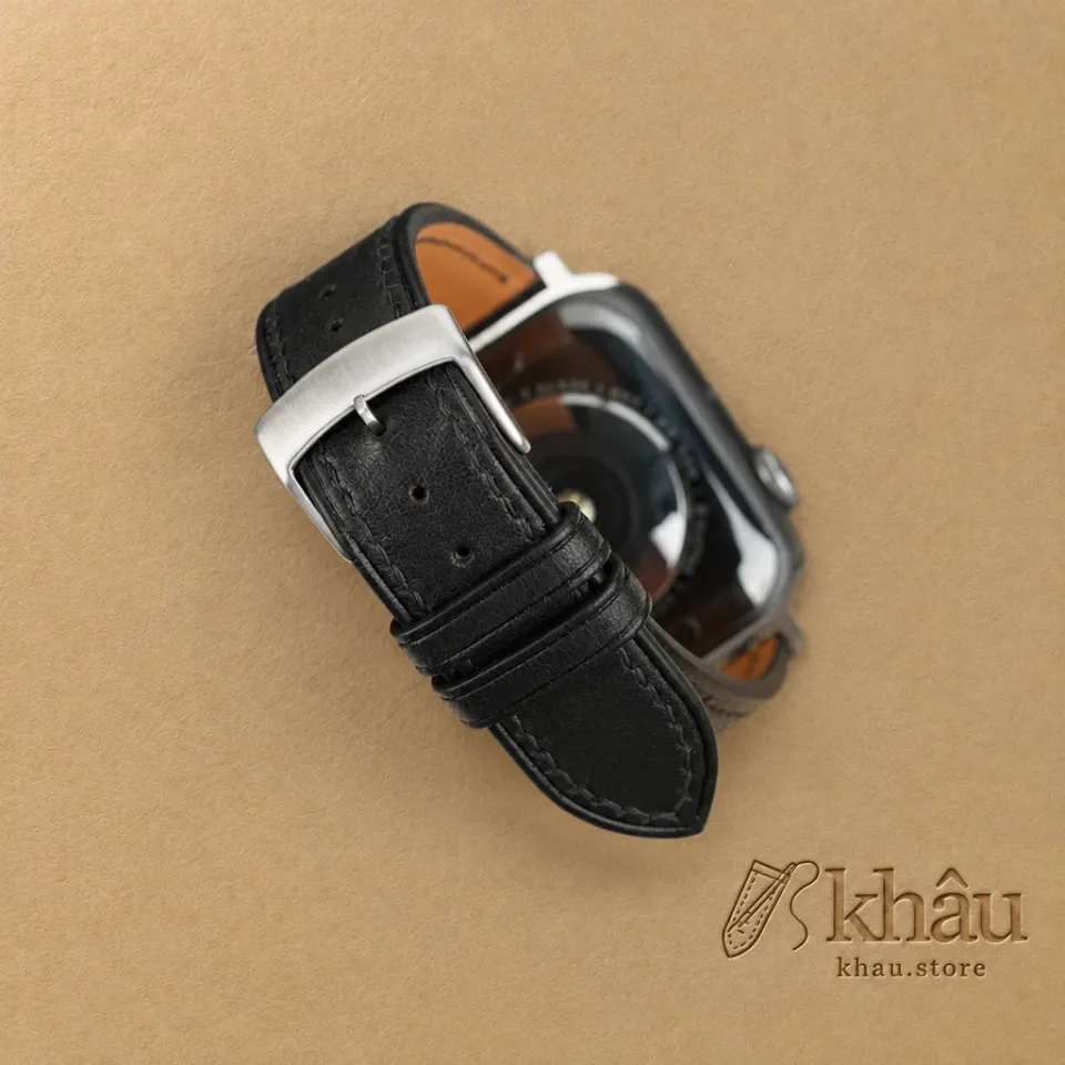 Black Smooth Calf Leather Apple Watch Band — additional view