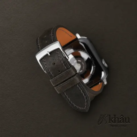 Single Padded Umber Brown Habana Leather Apple Watch Band — additional view