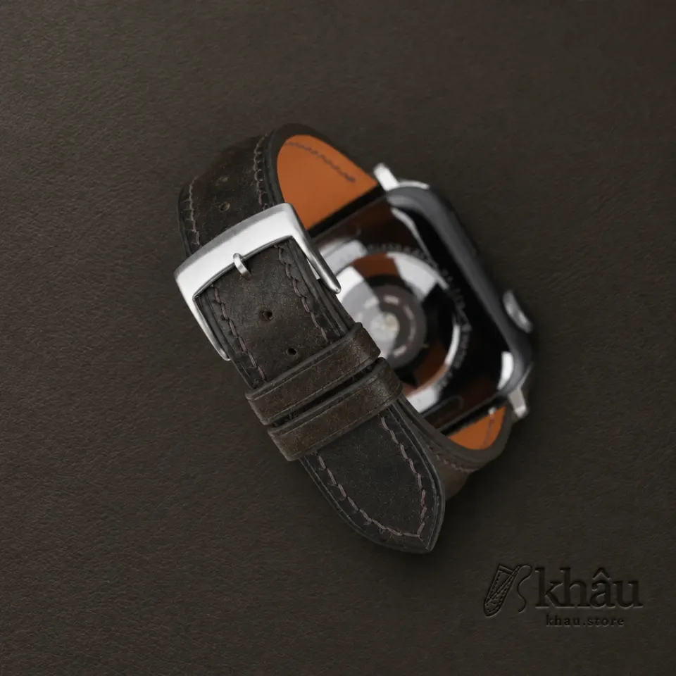 Single Padded Umber Brown Habana Leather Apple Watch Band — additional view