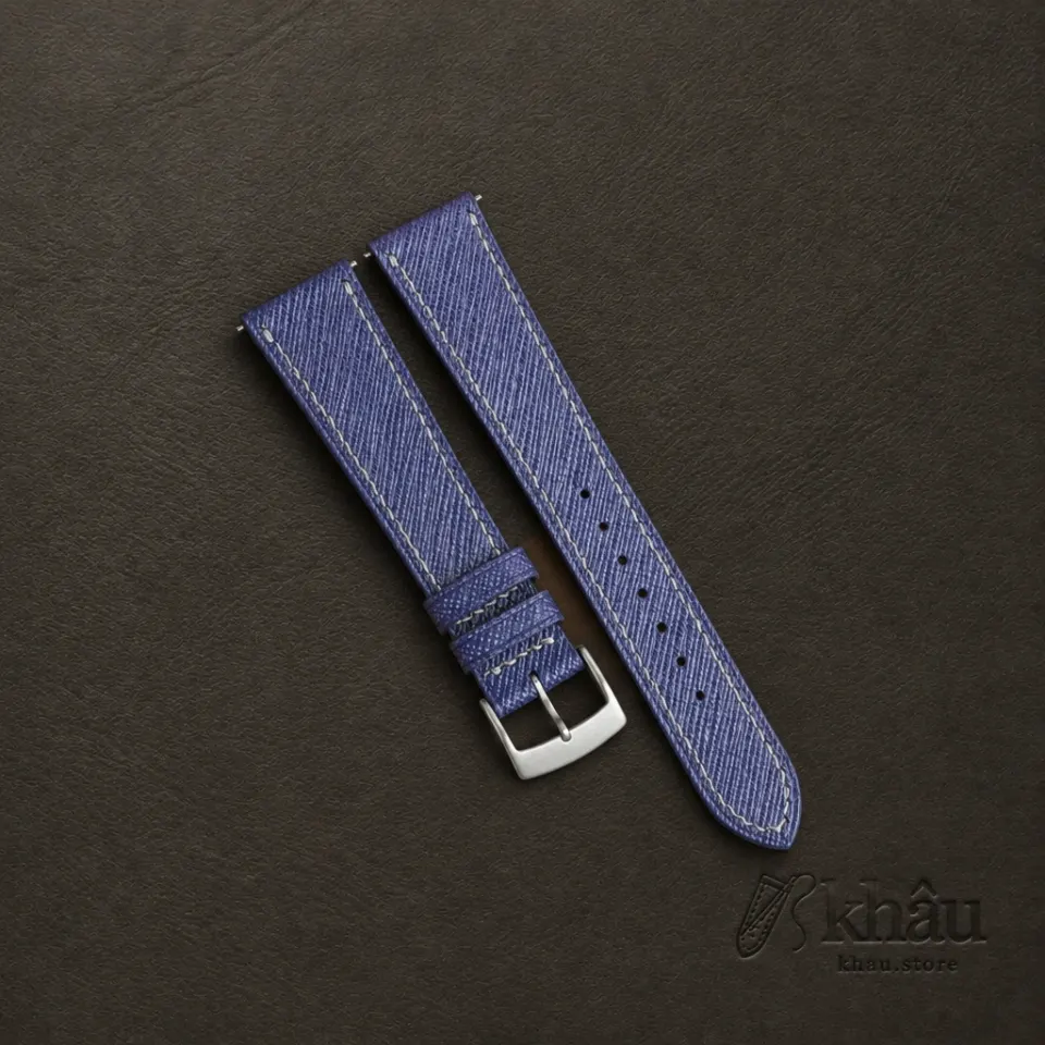 Blueberry Saffiano Leather Watch Strap — front view