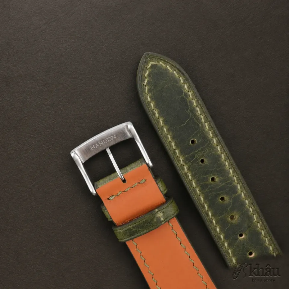 Olive Waxed Badalassi Carlo Leather Watch Strap — additional view