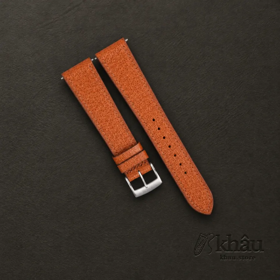 Cognac Peccary Leather Watch Strap — front view