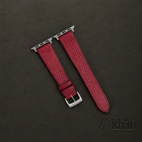 Red Epi Leather Apple Watch Band — front view