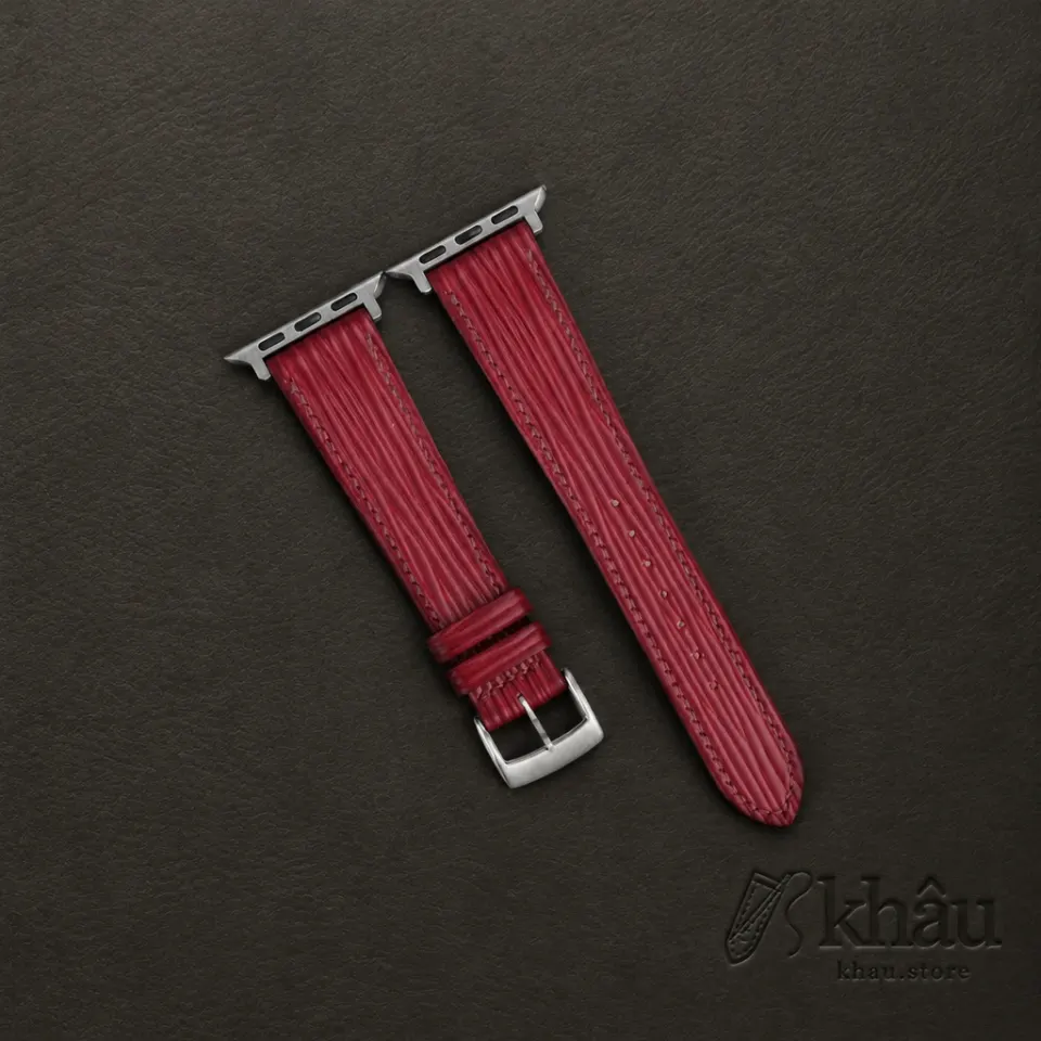 Red Epi Leather Apple Watch Band — front view