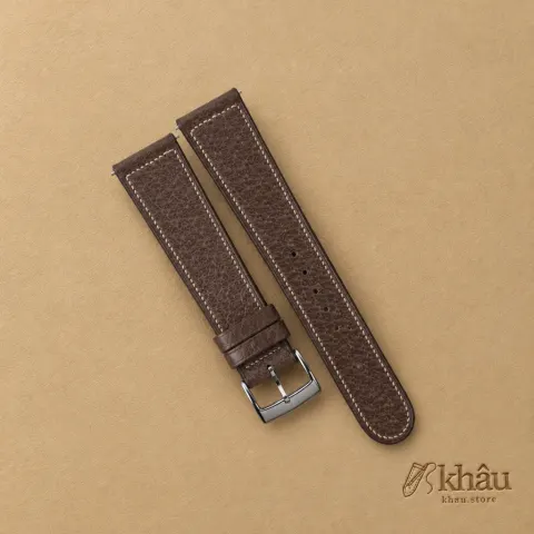 Micro Stitch Dark Taupe Peccary Leather Watch Strap — front view