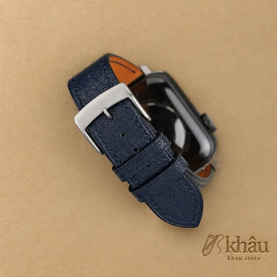 Navy Alran Fat Nat Chevre Goat Leather Apple Watch Band — additional view