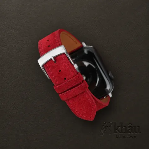 Red Suede Leather Apple Watch Band — additional view