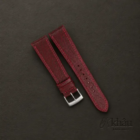Alran Fat Nat Chevre Goat Red leather watch strap — front view