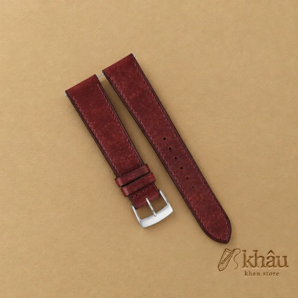 Burgundy Pueblo Badalassi Carlo Leather Watch Strap — front view