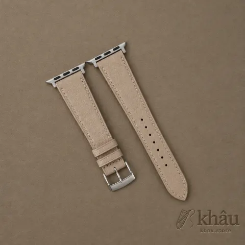 Beige Peccary Leather Apple Watch Band — front view