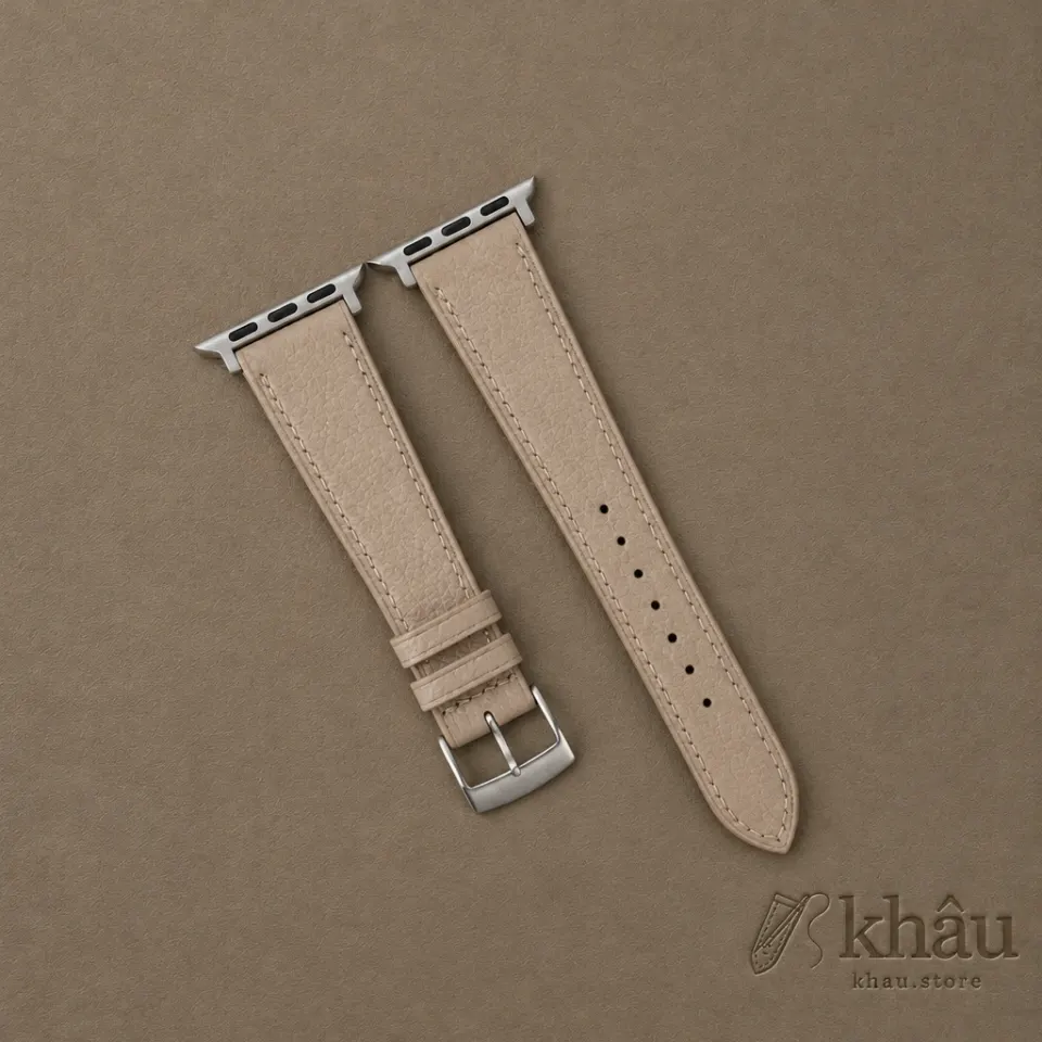Beige Peccary Leather Apple Watch Band — front view