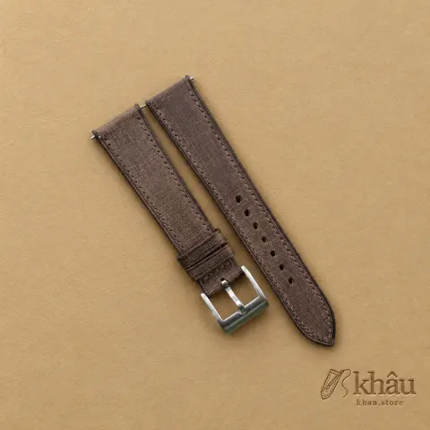 Dark Brown Babele Leather Watch Strap — front view
