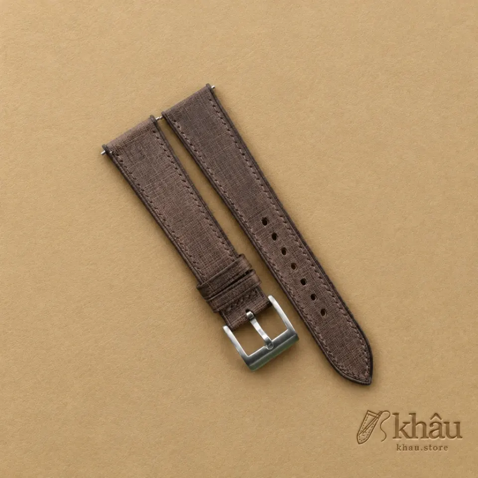 Dark Brown Babele Leather Watch Strap — front view