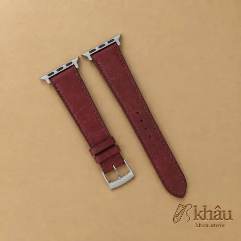Burgundy Badalassi Carlo Pueblo Leather Apple Watch Band — front view