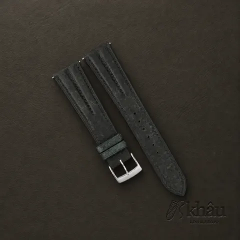 Double Padded Aquamarine Blue Habana Leather Watch Strap — front view